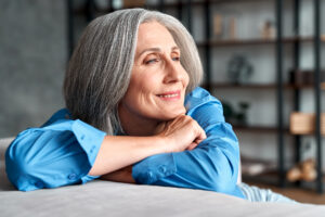 Woman recovering from cataract surgery